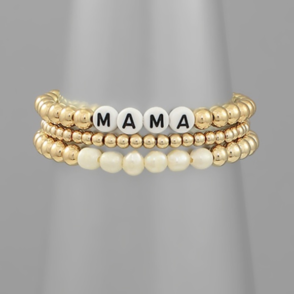 3 Row "MAMA" & CCB Bead Bracelet - Picture 1 of 1